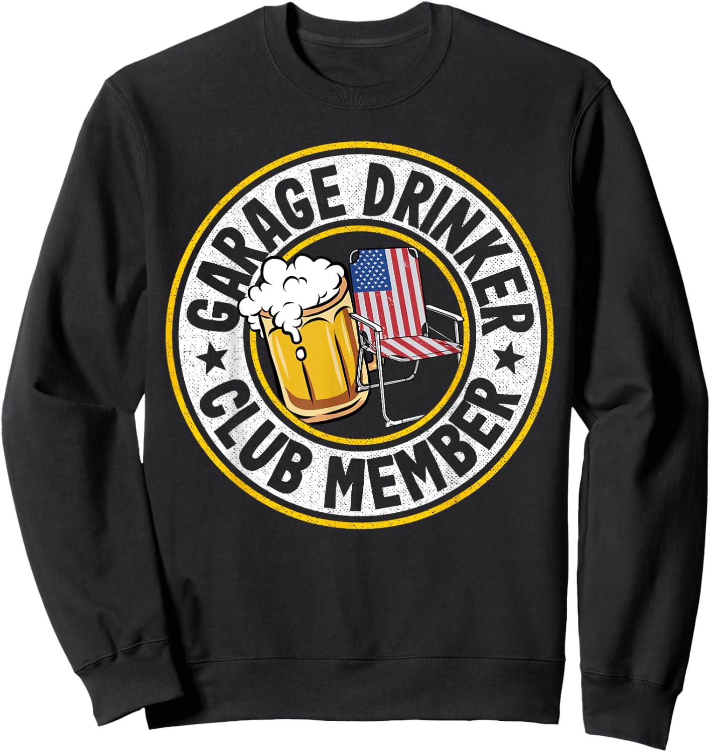 Beer Drinking American Flag Garage Drinker Club Member Sweatshirt - Sweatshirt | Black