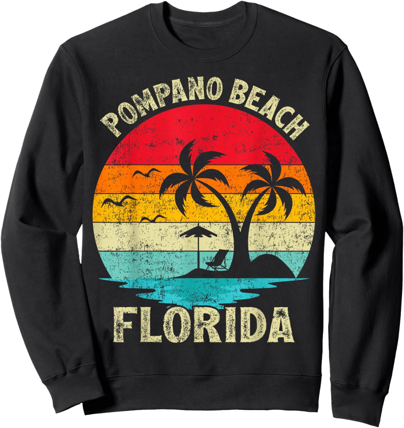 Family Vacation Vintage Retro Florida Pompano Beach Women Kids Sweatshirt - Sweatshirt | Black