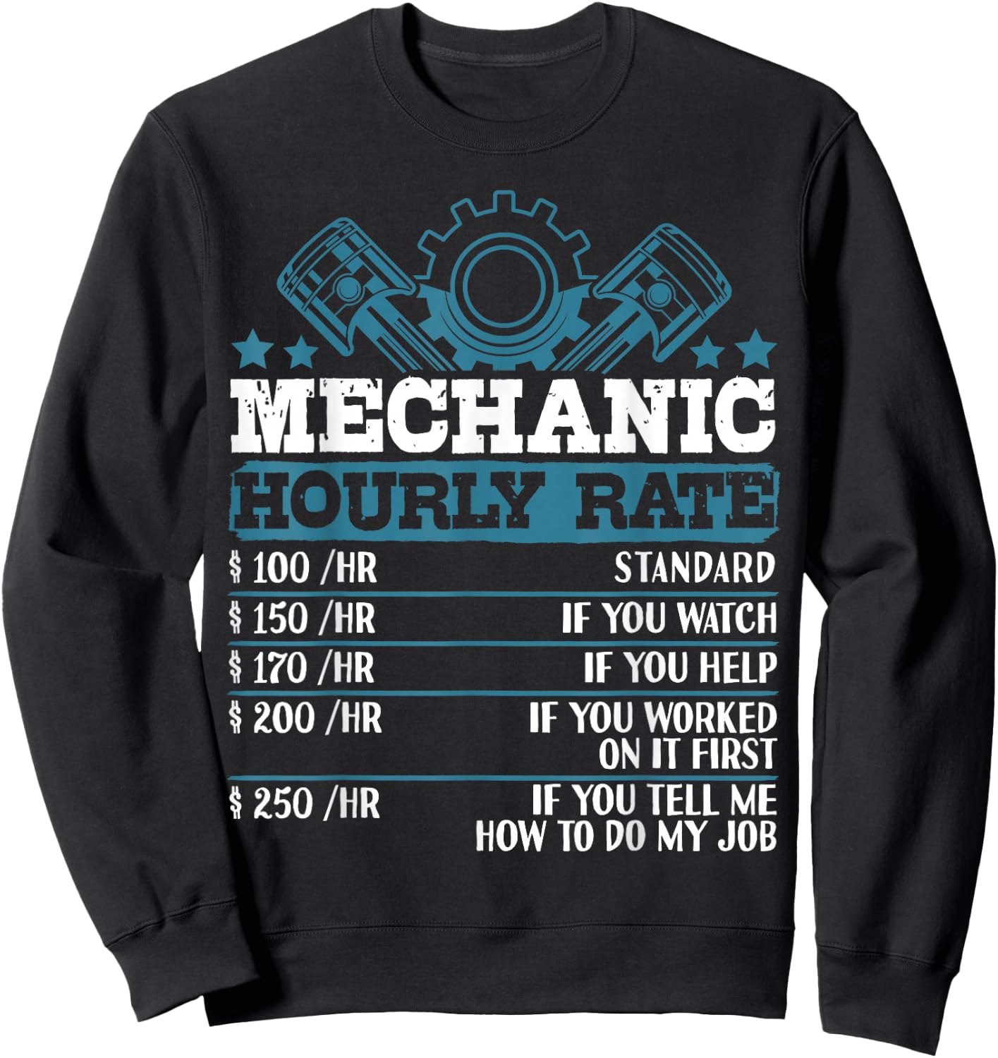 Mechanic Hourly Rate | Auto Mechanic Gifts Sweatshirt - Sweatshirt | Black