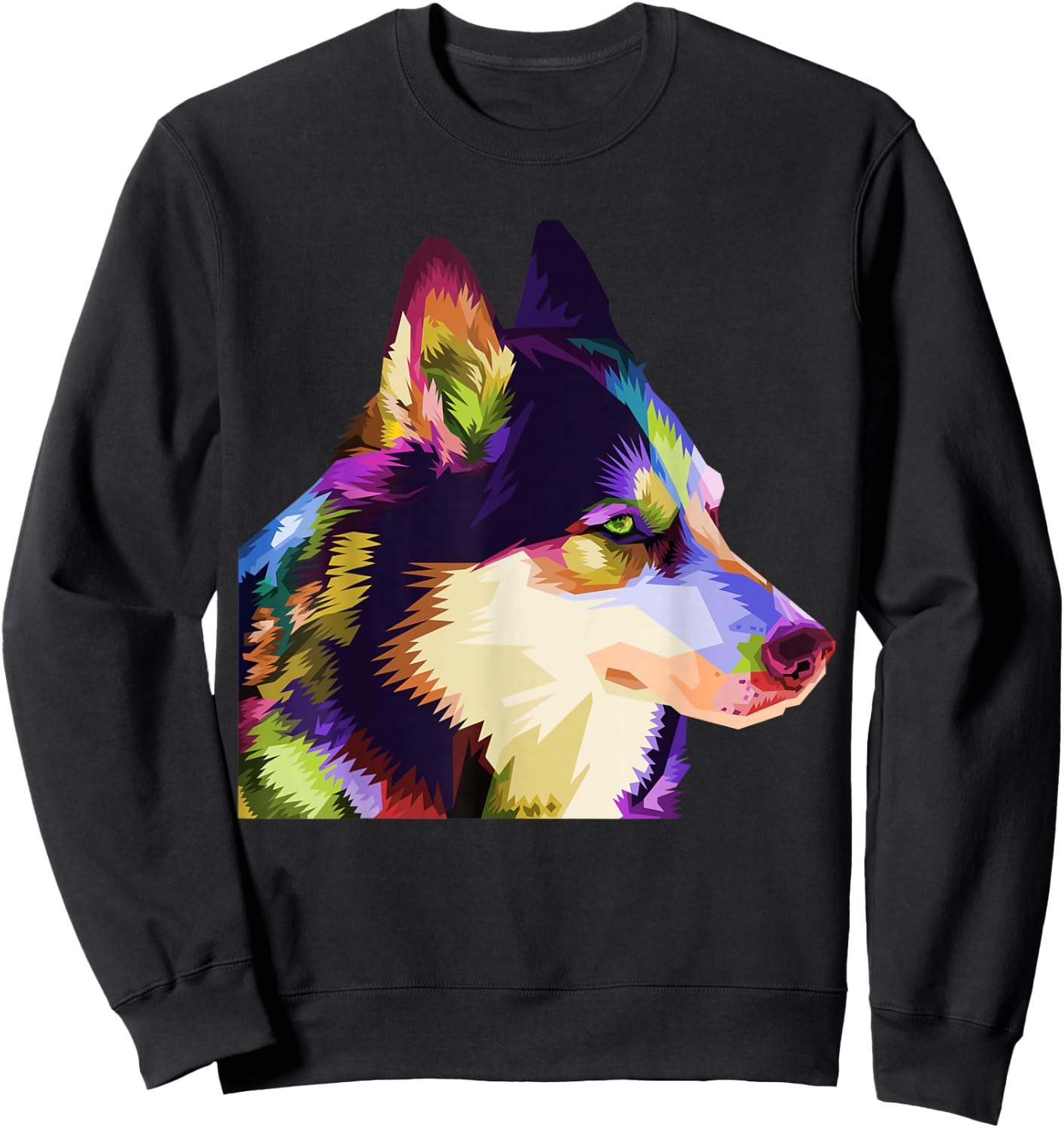 Husky Colorful Pop Art Portrait For Dog Owners Chukcha Sibe Men Women Girls Kids Sweatshirt - Sweatshirt | Black