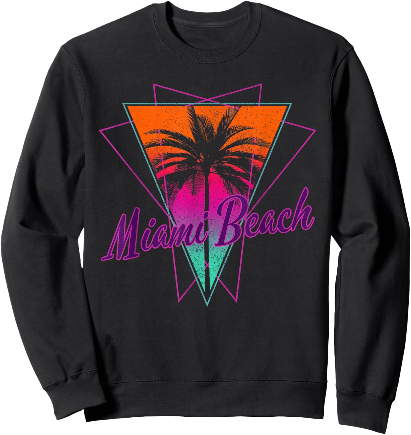 Miami Beach Florida Retro Vintage Surfer Gift Sweatshirt - Sweatshirt | Black