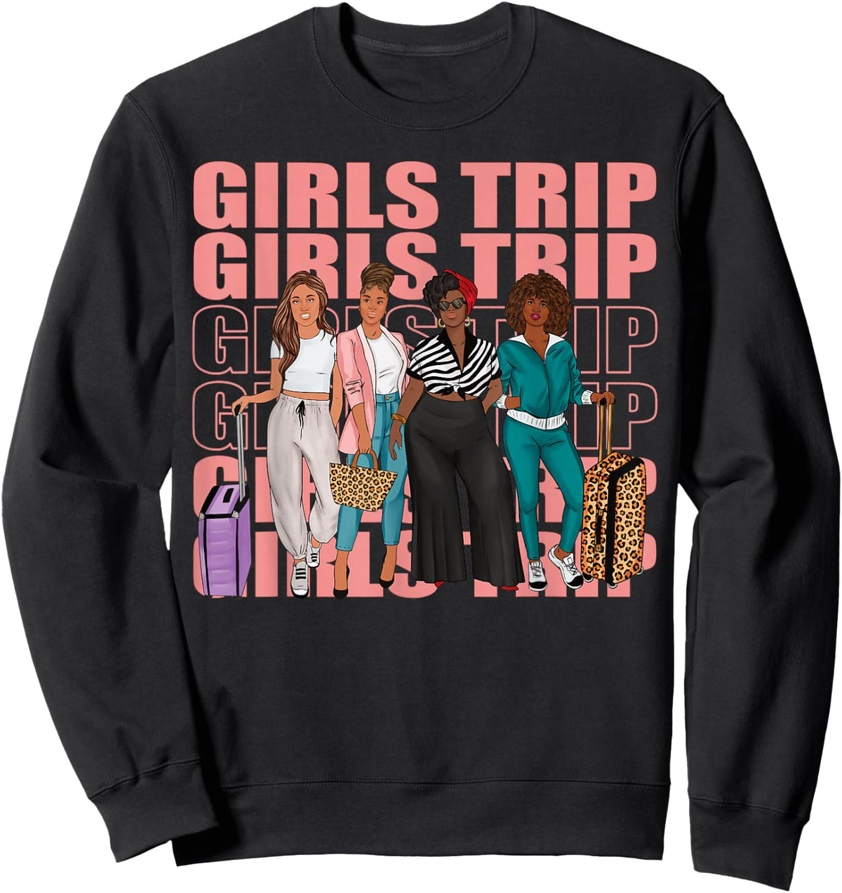 Girls Trip For Melanin Afro Black Vacation Women Sweatshirt - Sweatshirt | Black