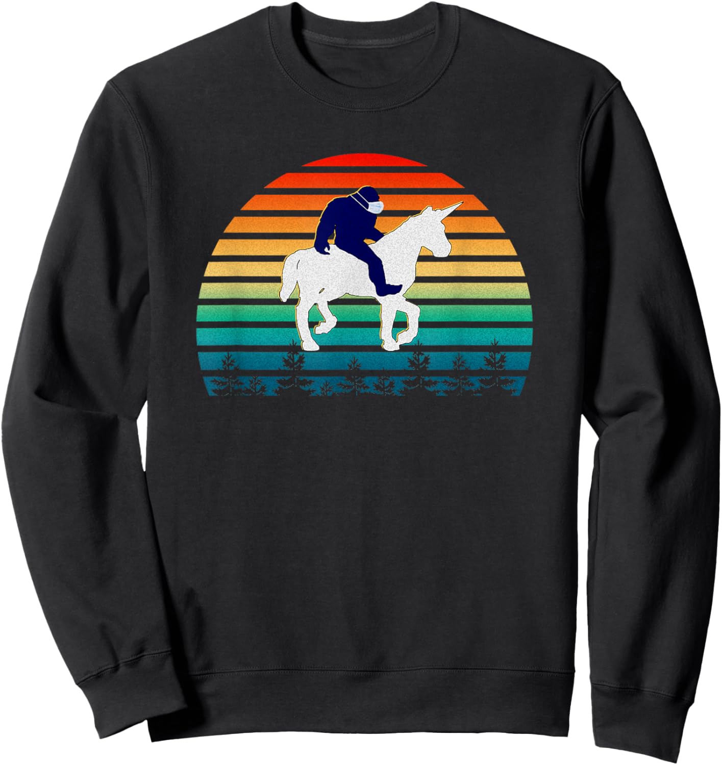 Bigfoot Riding Unicorn Women Kids Sweatshirt - Sweatshirt | Black