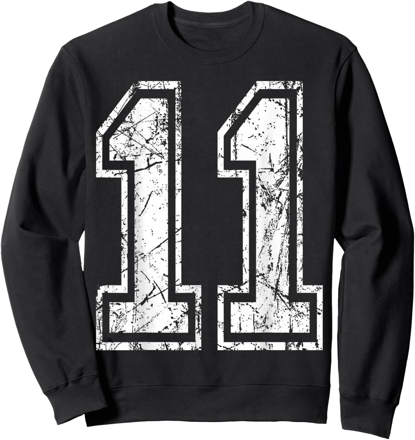 Sports Jersey Grunge Number 11 Team Player Birthday Sweatshirt - Sweatshirt | Black