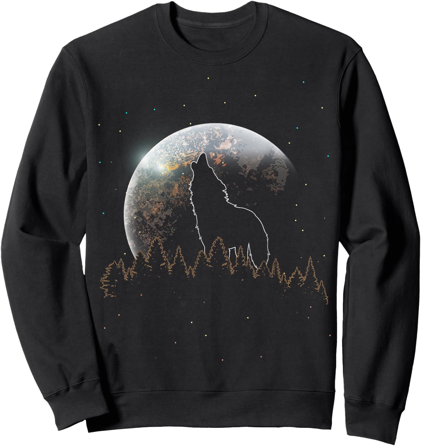 Full Moon Predator Forest Animal Wildlife Howling Wolf Sweatshirt - Sweatshirt | Black