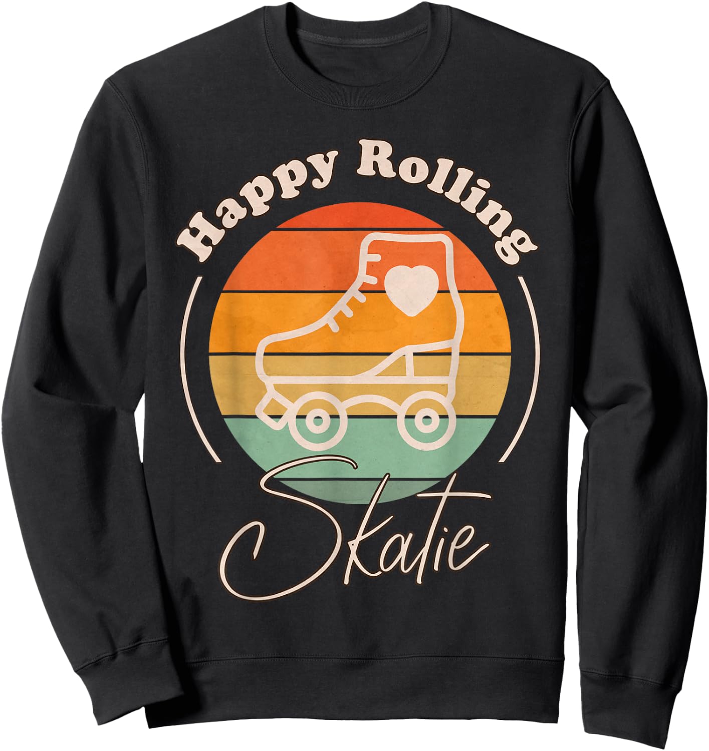Skatie Retro Happy Rolling for Roller Skating Sweatshirt - Sweatshirt | Black