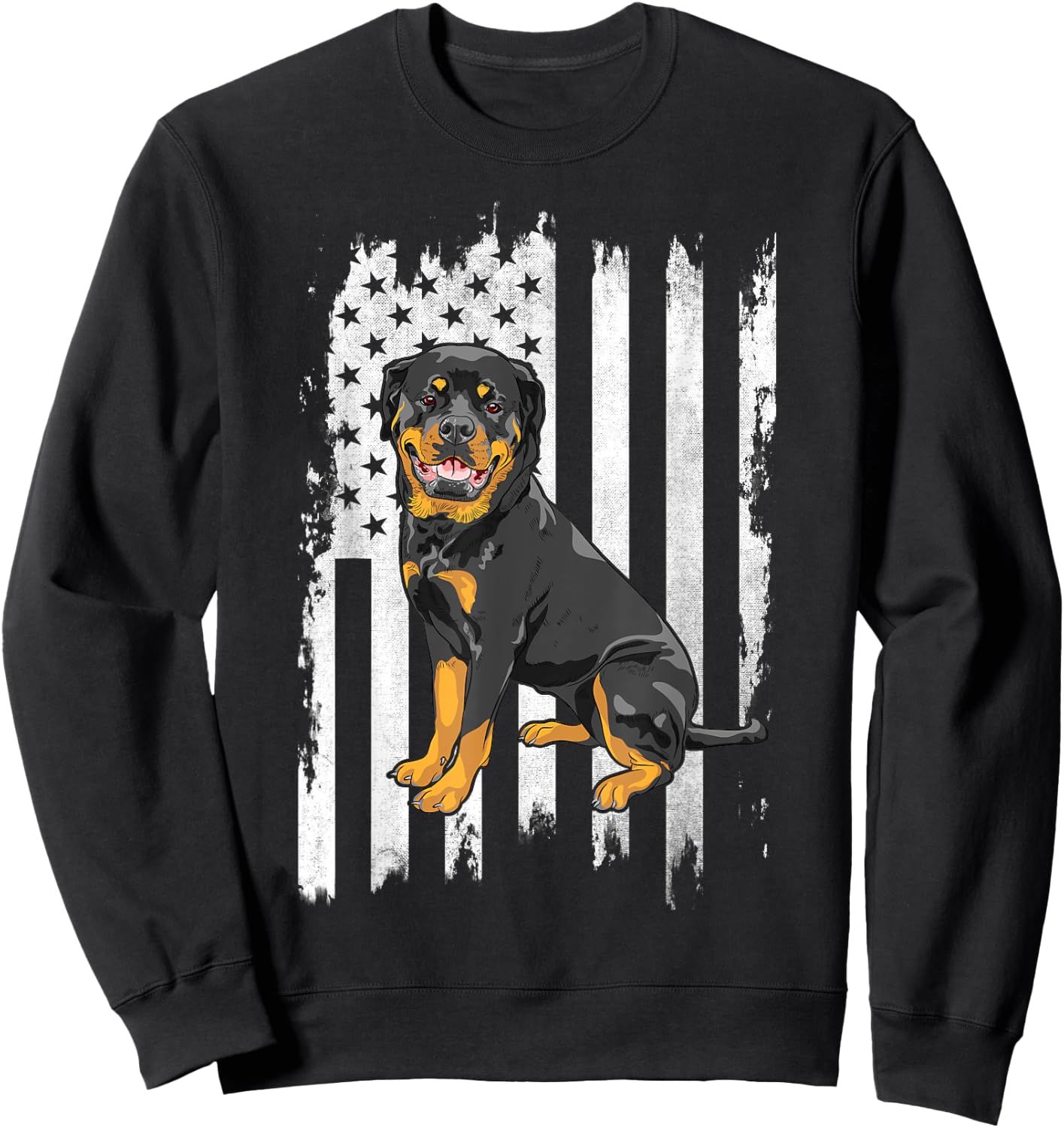 Rottie Dad Rottweiler Father's Day USA American 4th of July Women Men Sweatshirt - Sweatshirt | Black