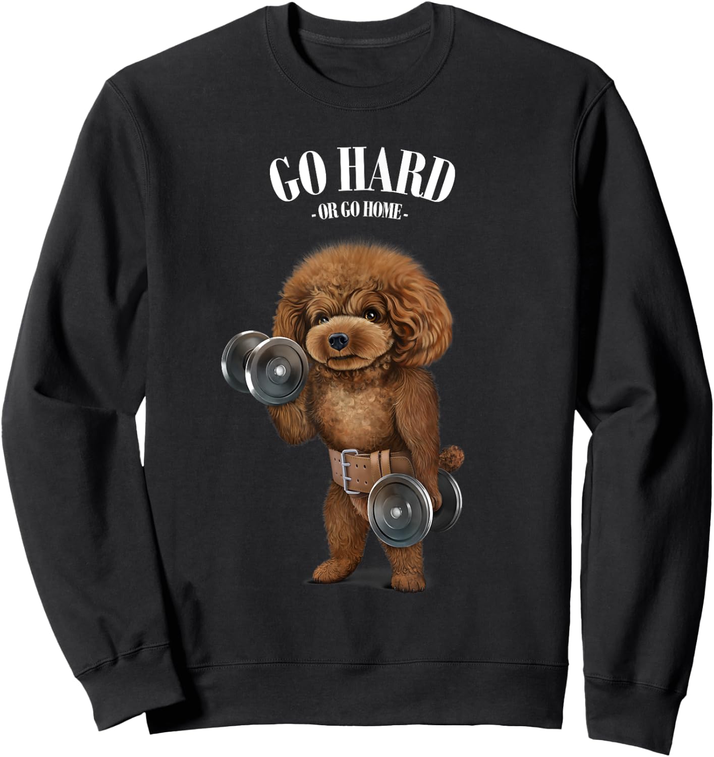 Fox Republic Design Women's Black Poodle Dog Muscle Training Sweatshirt - Sweatshirt | Black