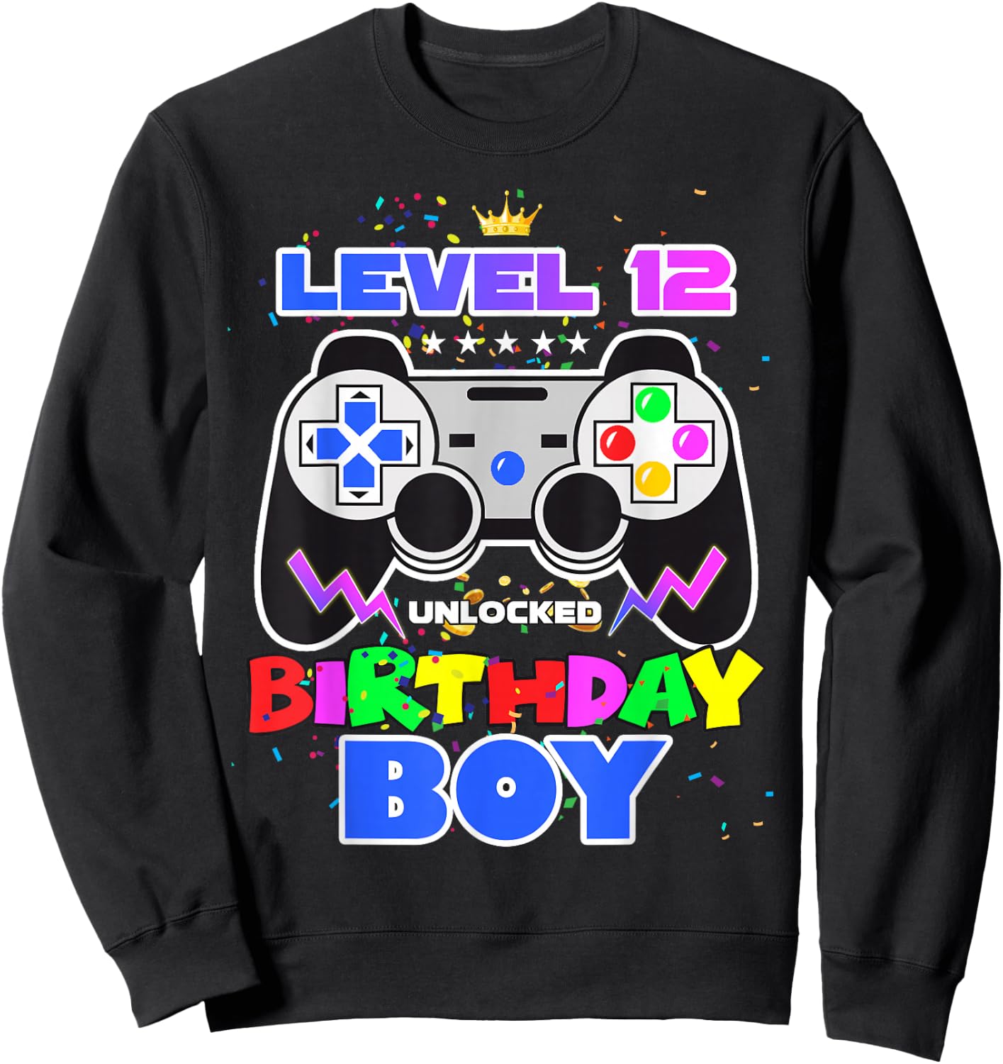 Level 12 Unlocked Birthday Boy 12th Birthday Video Game Sweatshirt - Sweatshirt | Black