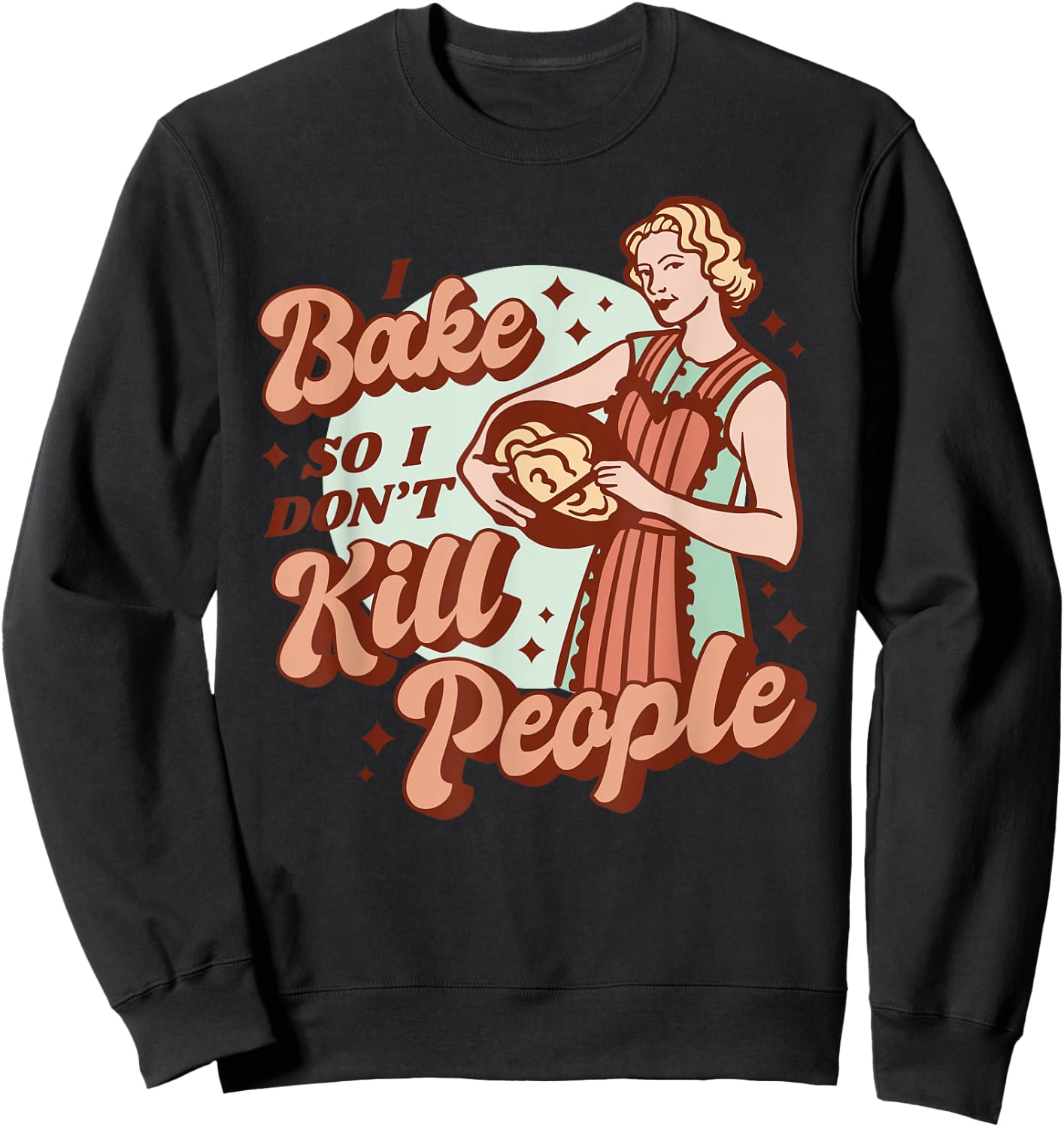 Baking Woman - Funny Retro Sweatshirt - Sweatshirt | Black