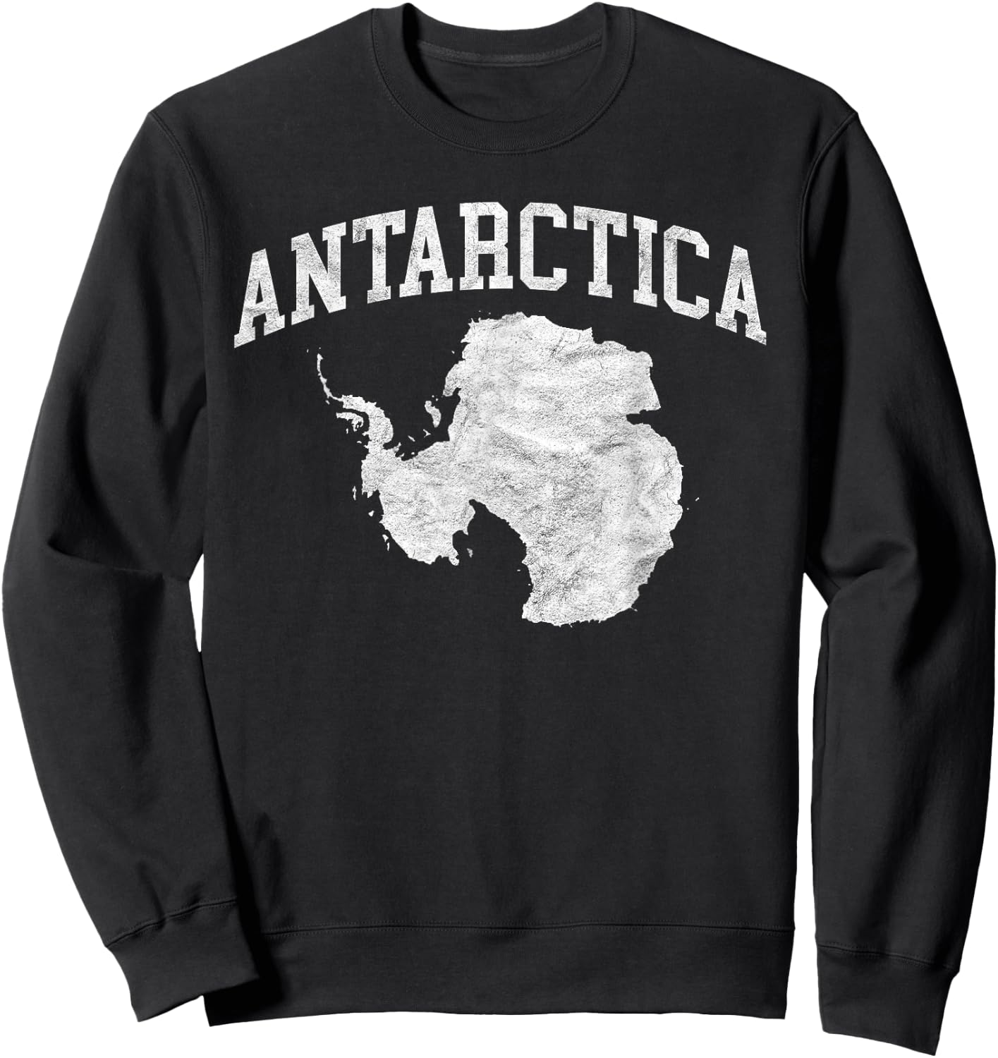 Antarctic Map Minimalist Distressed Vintage 80s Sweatshirt - Sweatshirt | Black
