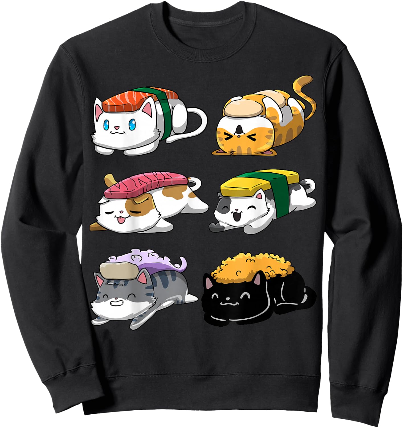 Sushi Cats Sushi Lover Cat Lover Kawaii Anime Neko Sweatshirt - Sweatshirt | Black