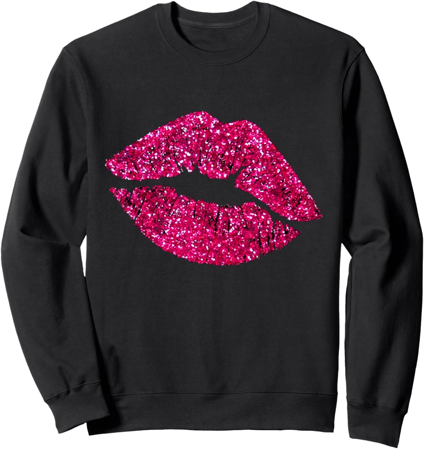 Gifts Vintage Sexy Pink Lipstick Beauty Kiss Lips Sweatshirt - Sweatshirt | Black
