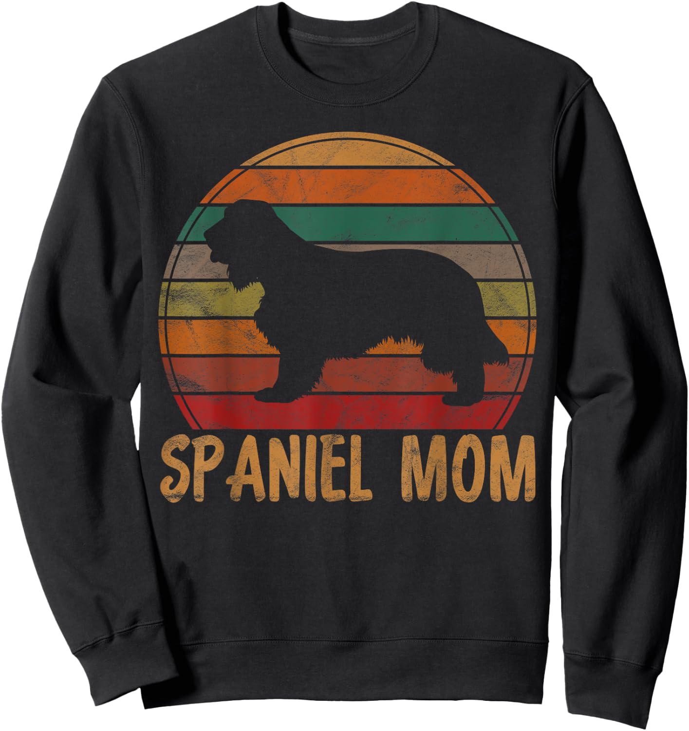 Retro Spaniel Mom Gift Dog Mother Pet English Cocker Mama Sweatshirt - Sweatshirt | Black