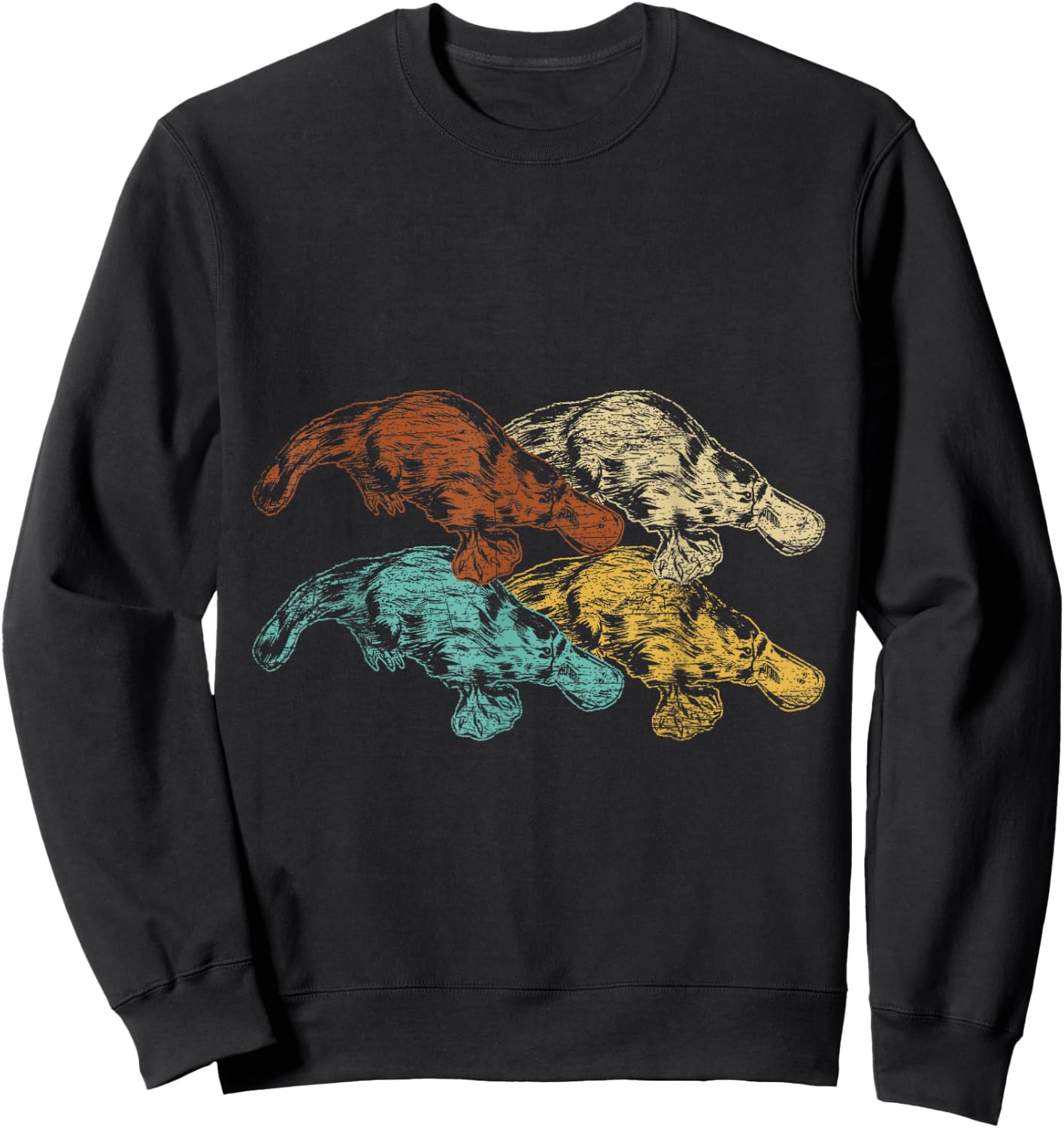 Retro Australian Animals Platypus Sweatshirt - Sweatshirt | Black