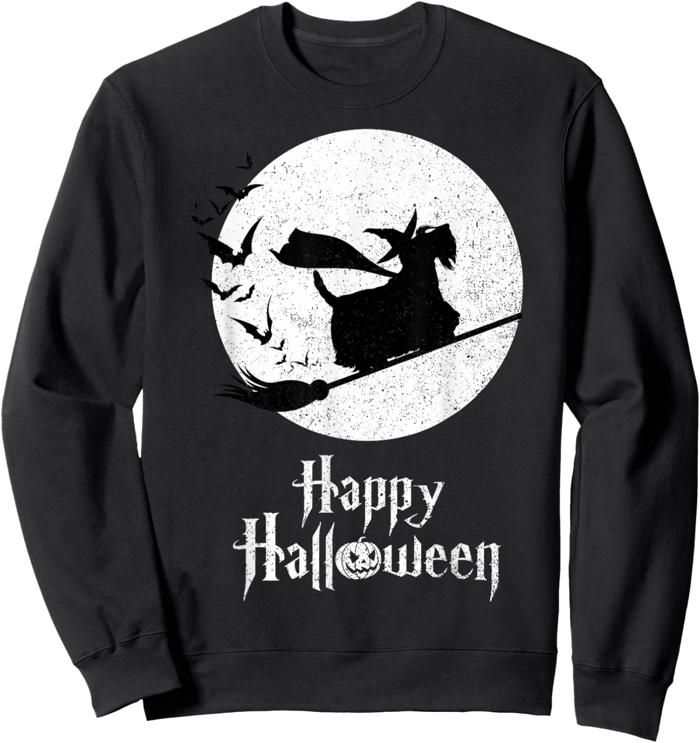 Funny Halloween Costume Witch SCOTTIE Dog Lover Gift Women Kids Sweatshirt - Sweatshirt | Black