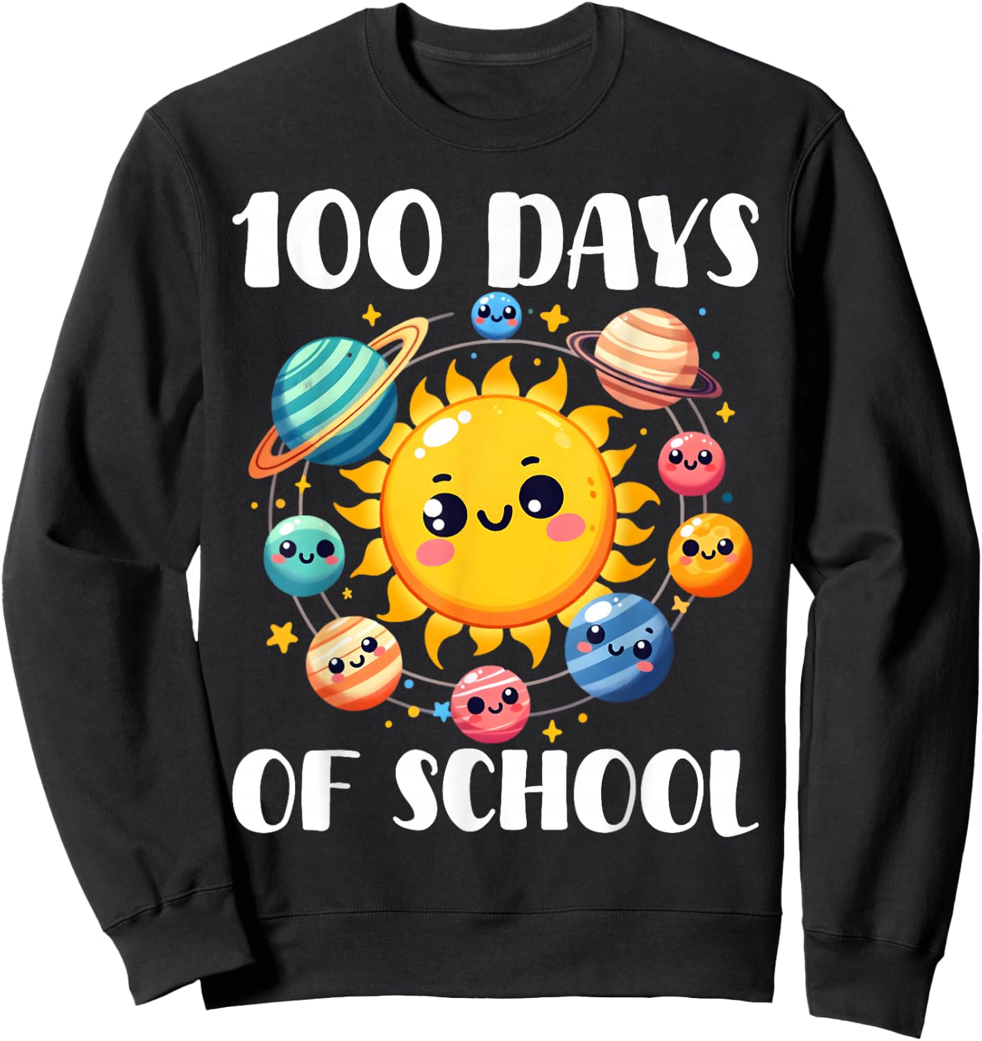 100 Days of School Astronaut Planet 100th Day of School Boys Sweatshirt - Sweatshirt | Black