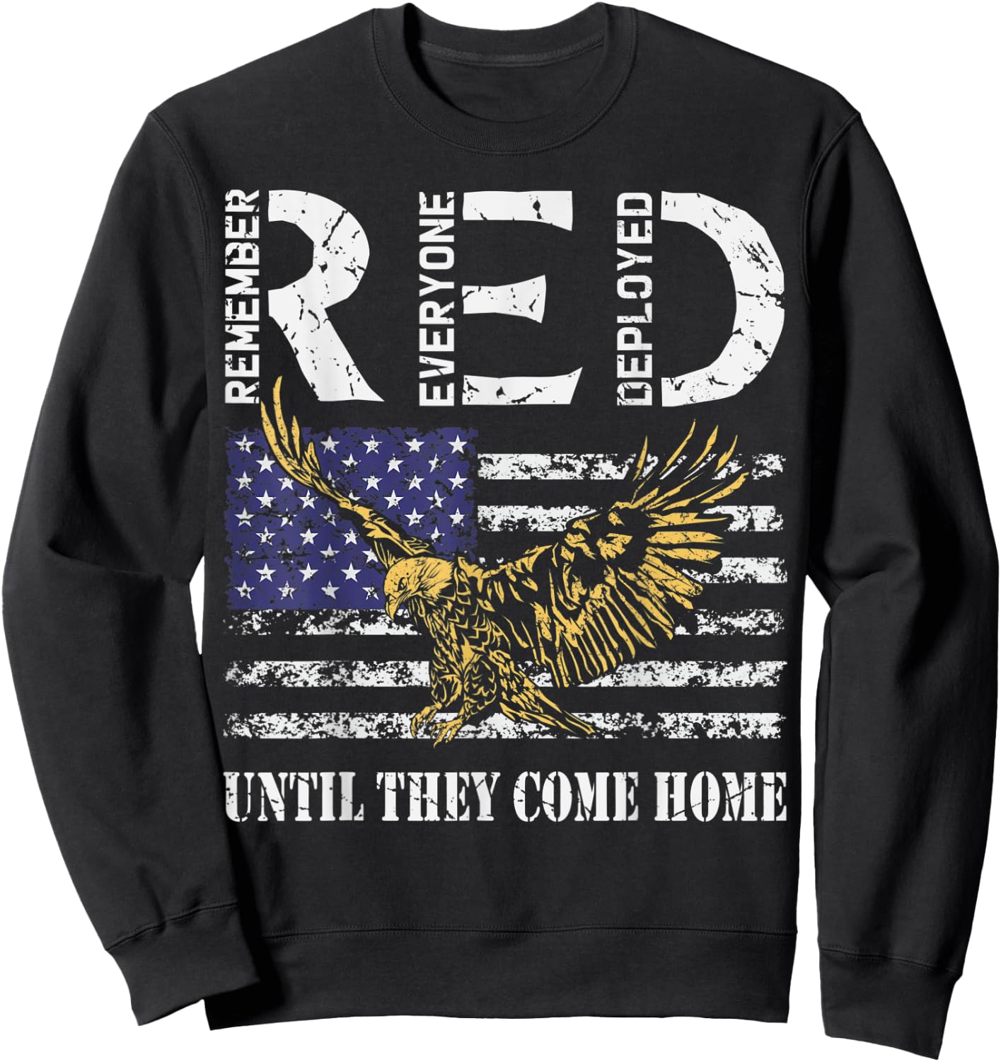 On Friday We Wear Red Retro American Flag Eagle RED Friday Sweatshirt - Sweatshirt | Black