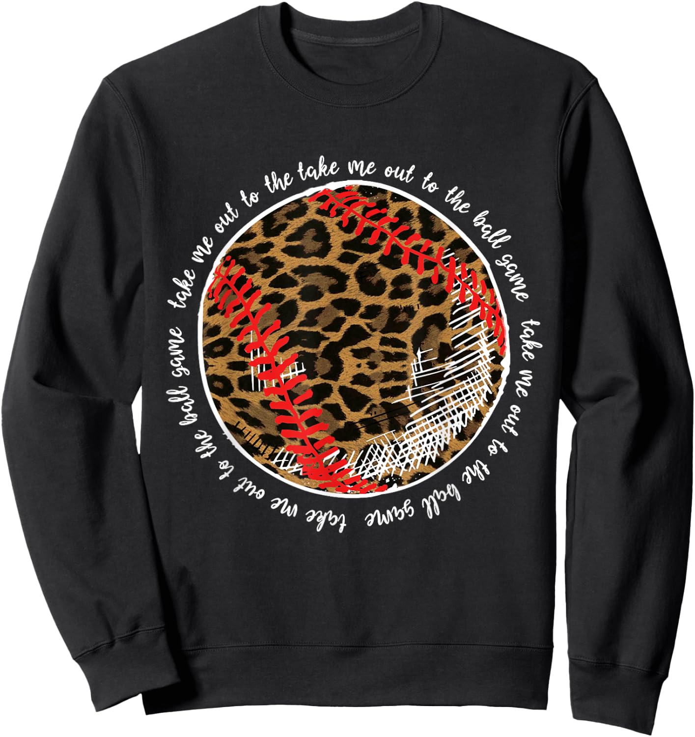 Take Me Out To The Ball Game Baseball Leopard Team Player Sweatshirt - Sweatshirt | Black