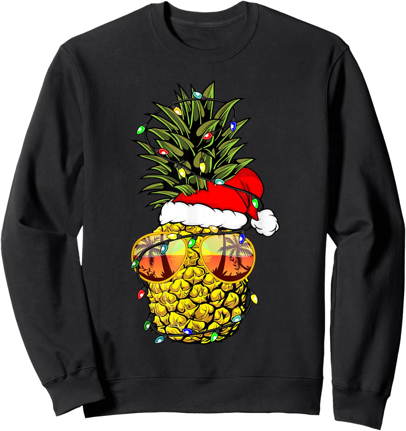 Pineapple Christmas Tree or Christmas in July Pineapple Sweatshirt - Sweatshirt | Black