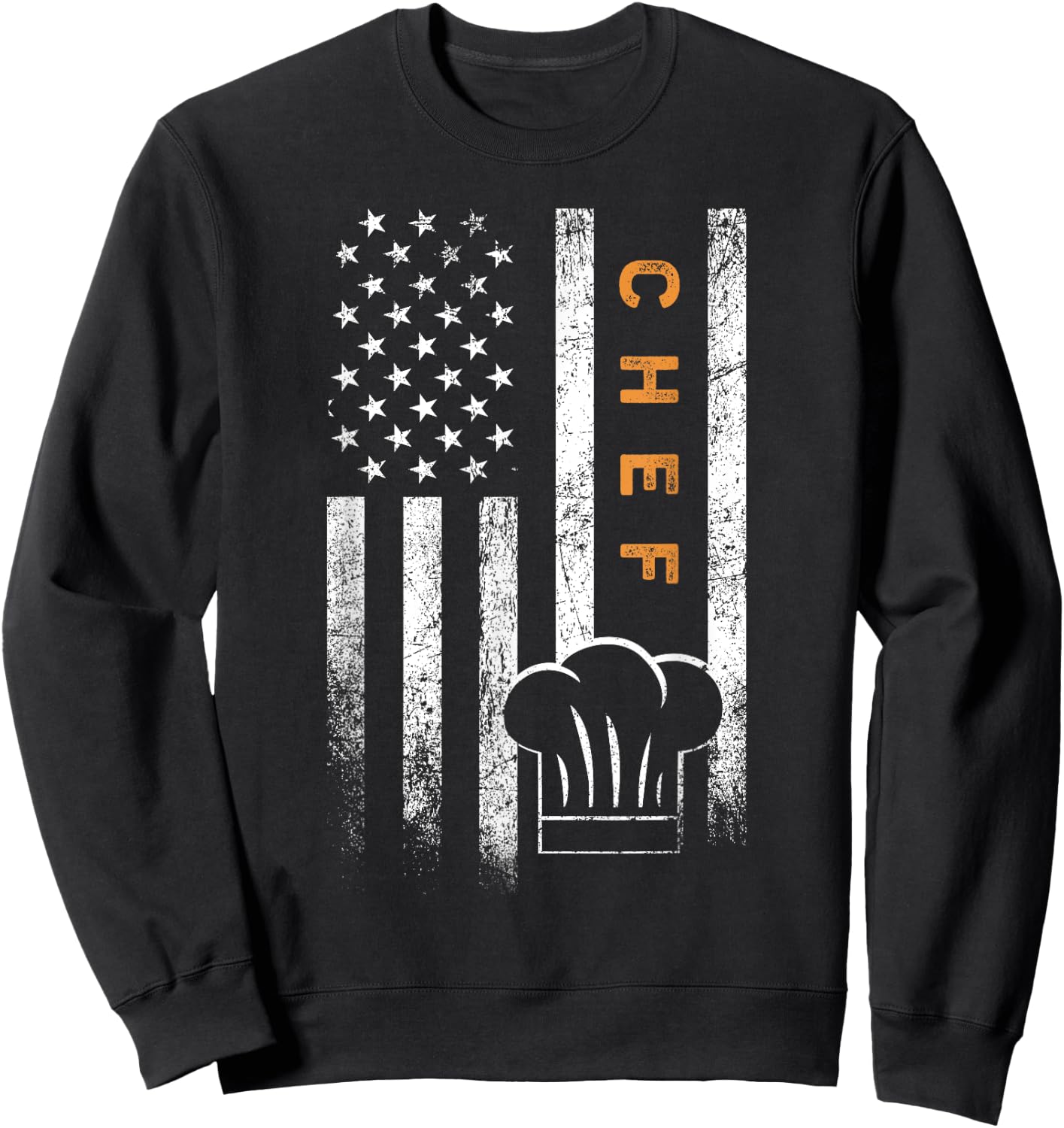 Chef American Flag Design Cook Cooking Women Men Sweatshirt - Sweatshirt | Black
