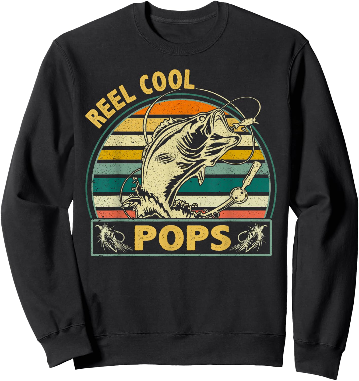Vintage Reel Cool Pops Fishing Fathers Day For Grandpa Dad Sweatshirt - Sweatshirt | Black