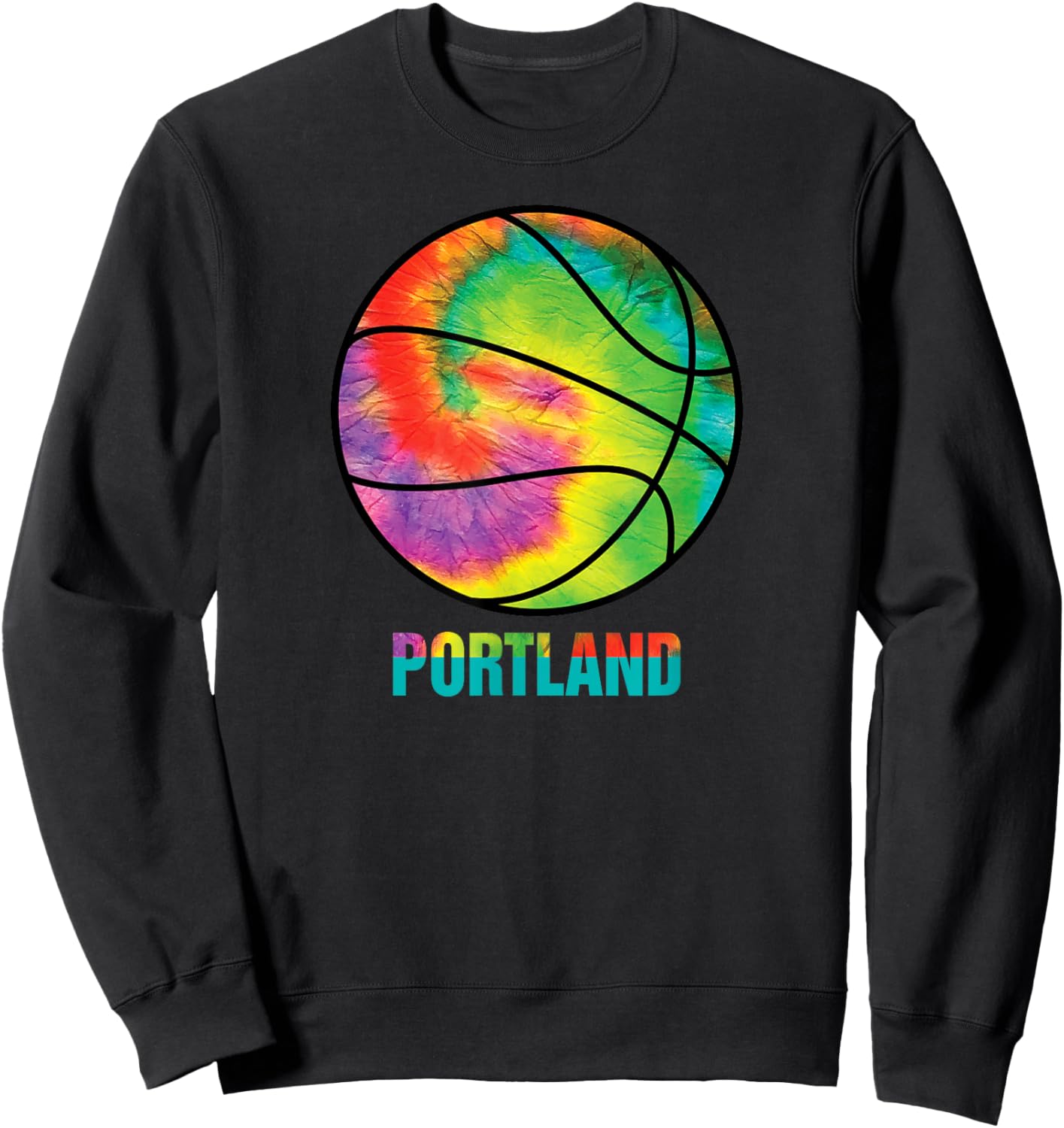 Tie Dye Portland Basketball Retro Vintage Classic Jersey Sweatshirt - Sweatshirt | Black