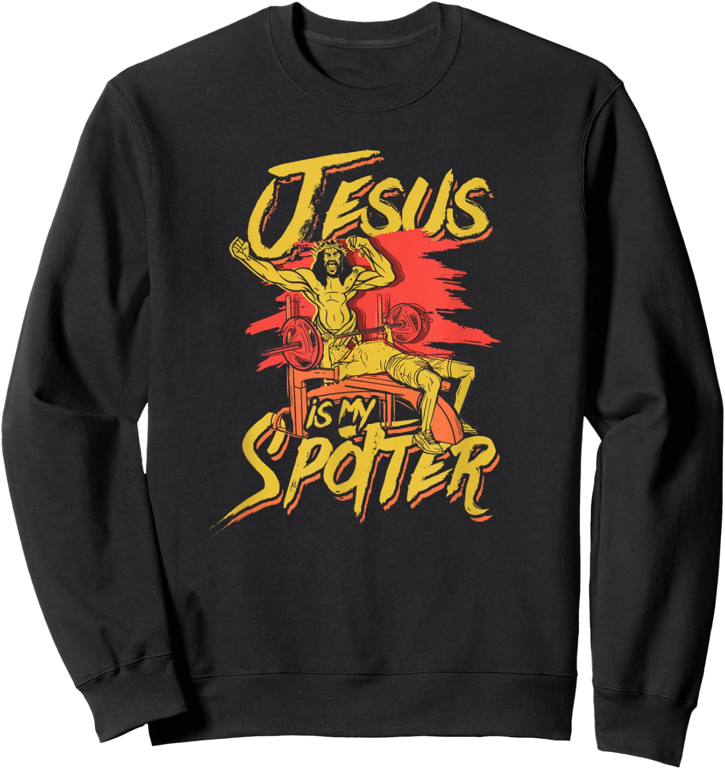 Jesus is my spotter -Jesus lifting and bodybuilding training Sweatshirt - Sweatshirt | Black
