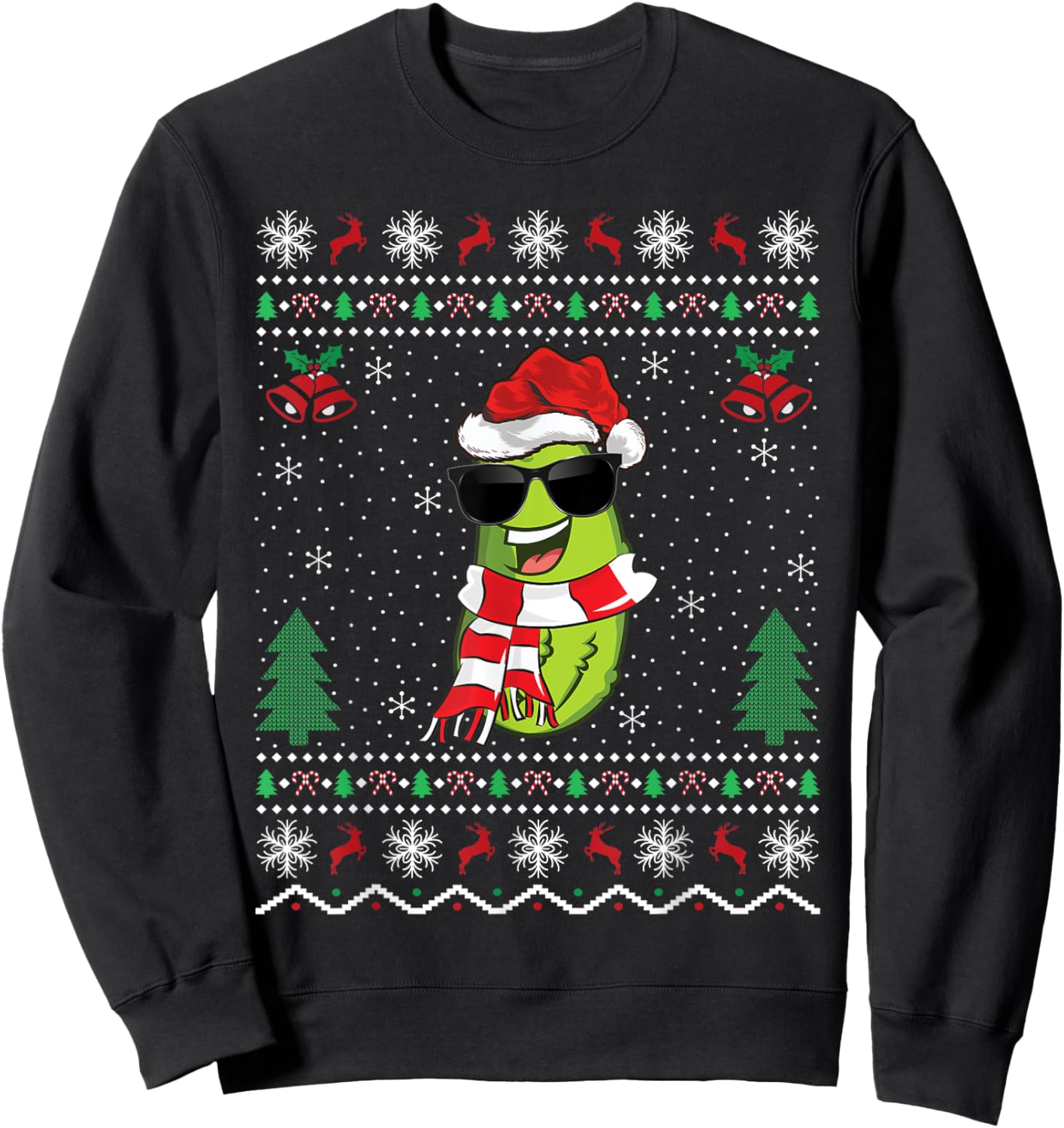 Funny Santa Pickle Xmas Gift Ugly Pickle Christmas Sweatshirt - Sweatshirt | Black