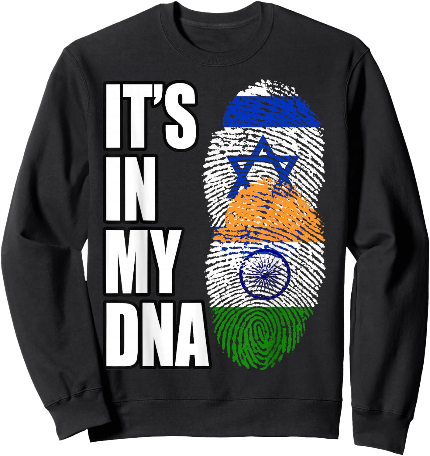 Indian And Israeli Mix DNA Flag Heritage Sweatshirt - Sweatshirt | Black