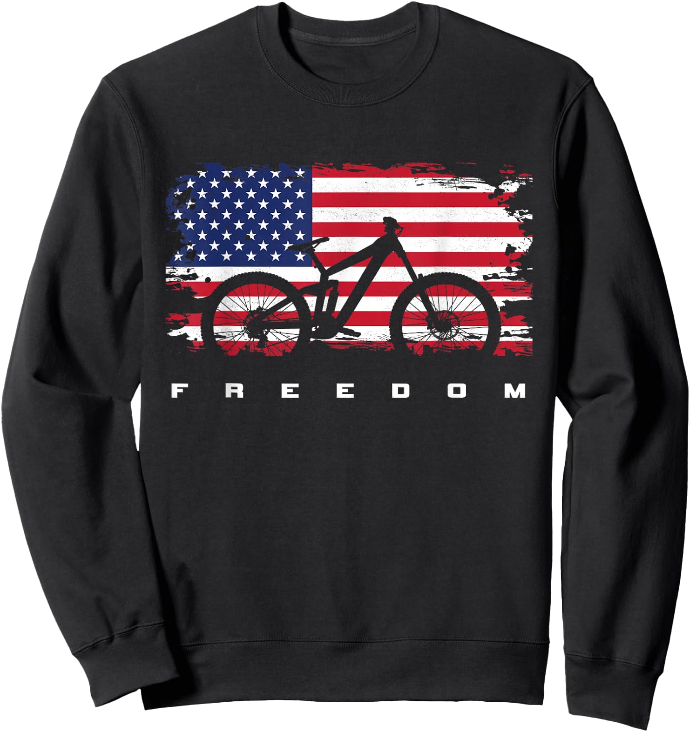 American Flag MTB Mountain Bike Apparel - Mountain Bike Sweatshirt - Sweatshirt | Black
