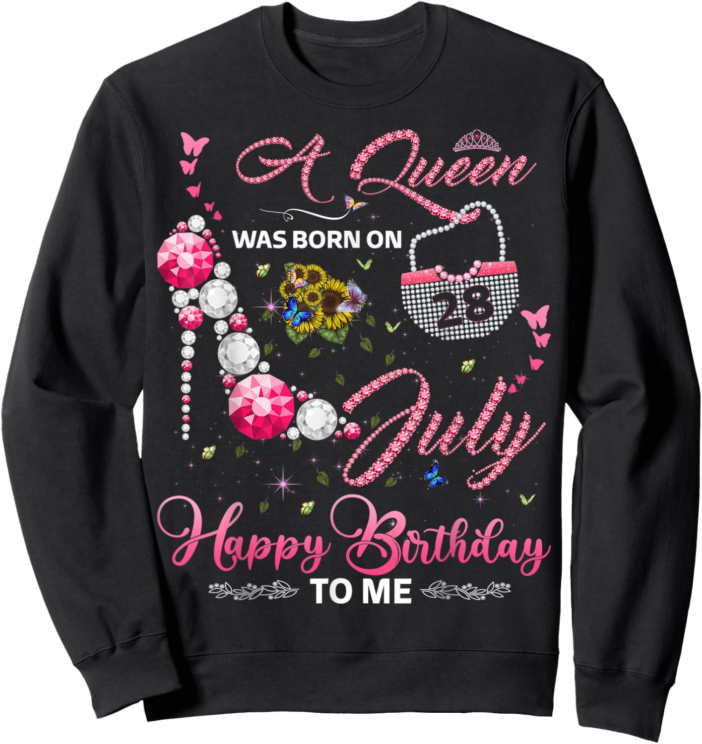 A Queen was born on 28th July Birthday for Queens girls Sweatshirt - Sweatshirt | Black
