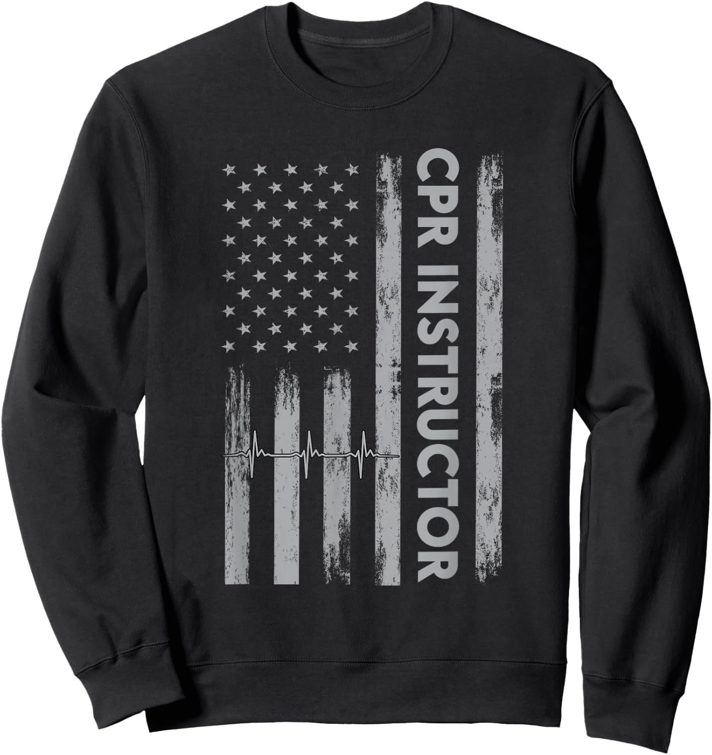 USA Flag CPR Instructor Outfit AED First Aid America Sweatshirt - Sweatshirt | Black