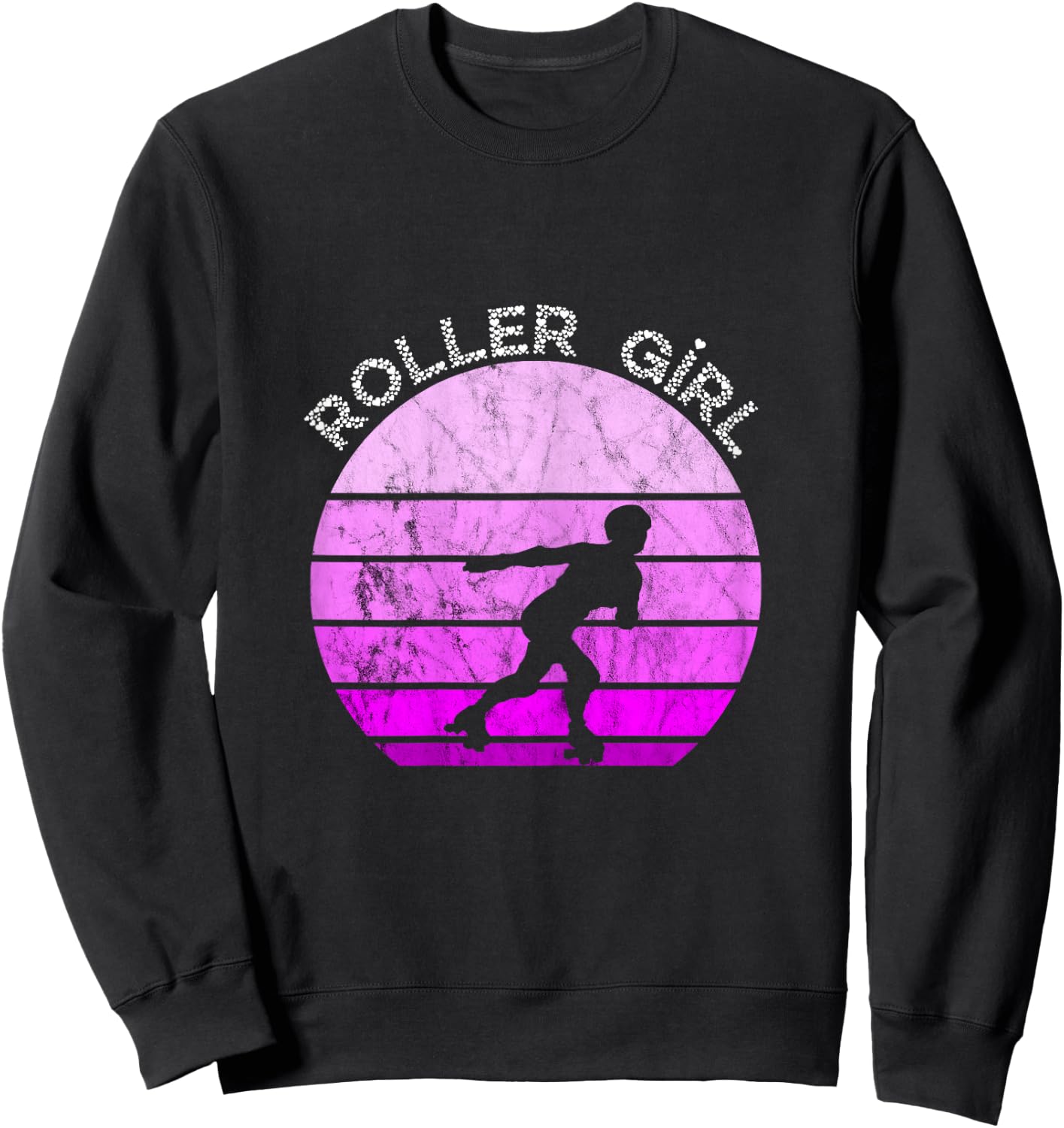 Roller Skates Girls Retro Vintage Roller Skating Inline Skater Sweatshirt - Sweatshirt | Black