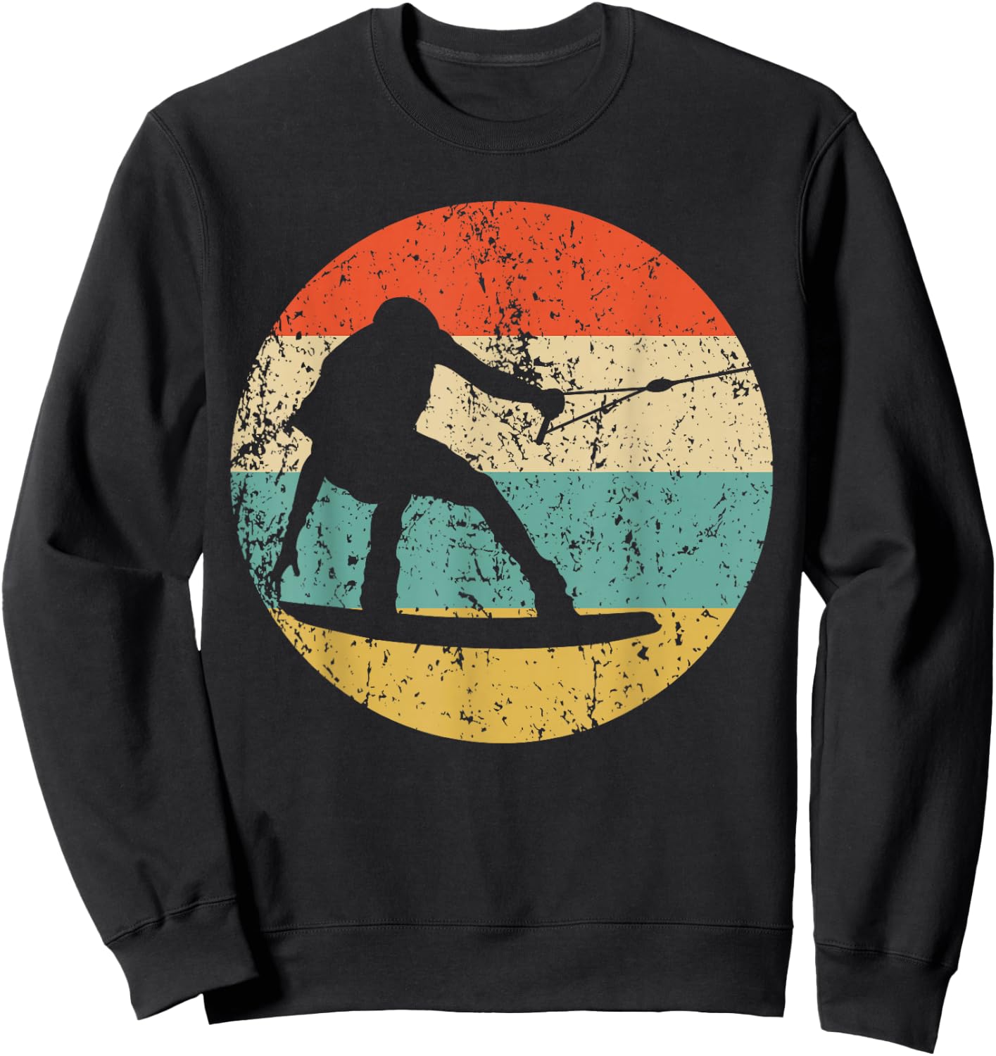 Vintage Retro Style Wakeboarding Retro Wakeboarder Sweatshirt - Sweatshirt | Black
