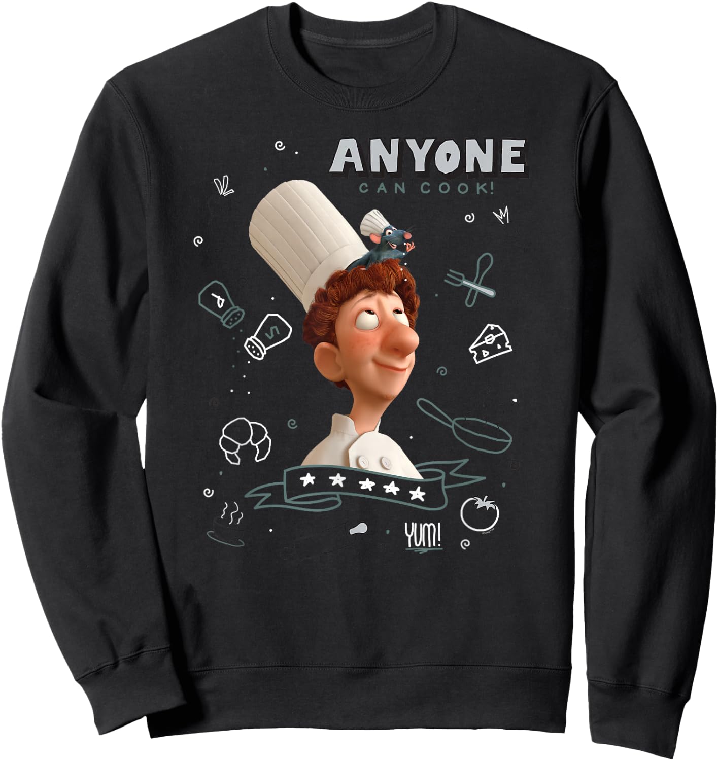 Disney Pixar Ratatouille Remy & Linguini Anyone Can Cook Sweatshirt - Sweatshirt | Black
