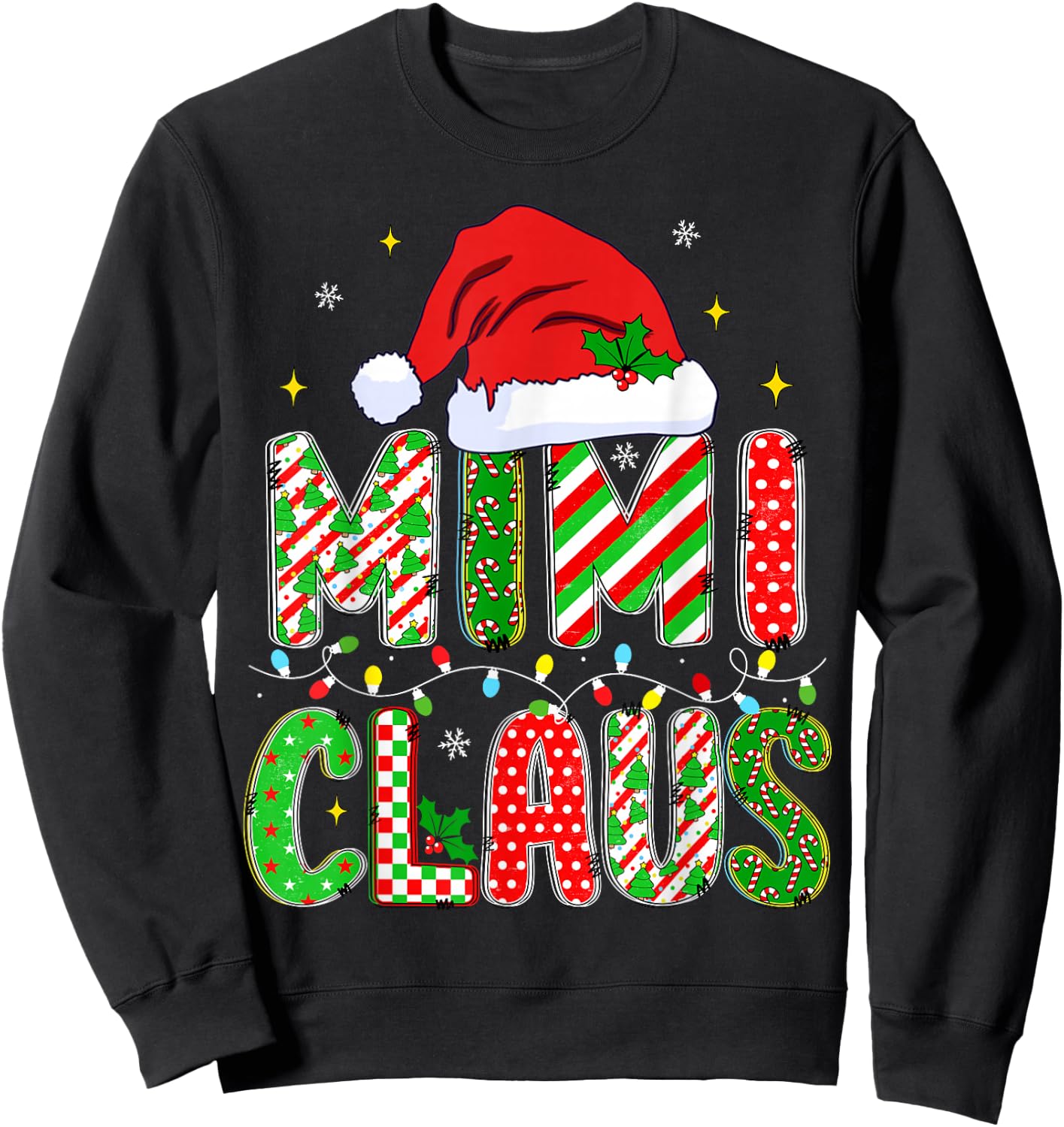 Christmas Mimi Claus Mom Women Family Matching Pajama Sweatshirt - Sweatshirt | Black