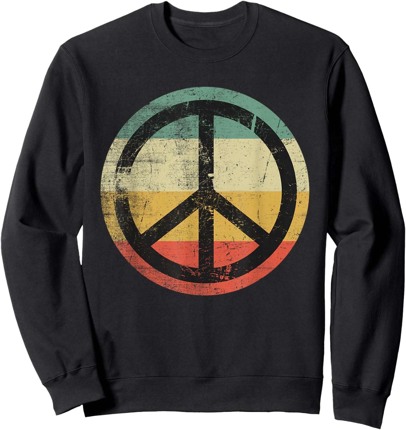 Retro Vintage Design Peace Sign Sweatshirt - Sweatshirt | Black