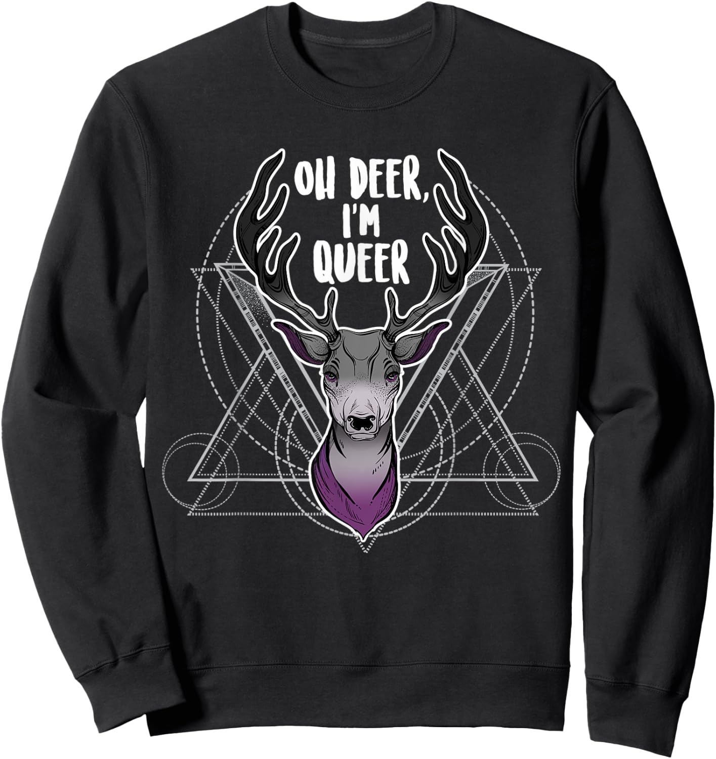 Asexual Oh Deer I'm Queer, Ace Pride Flag LGBT Festival Gay Sweatshirt - Sweatshirt | Black