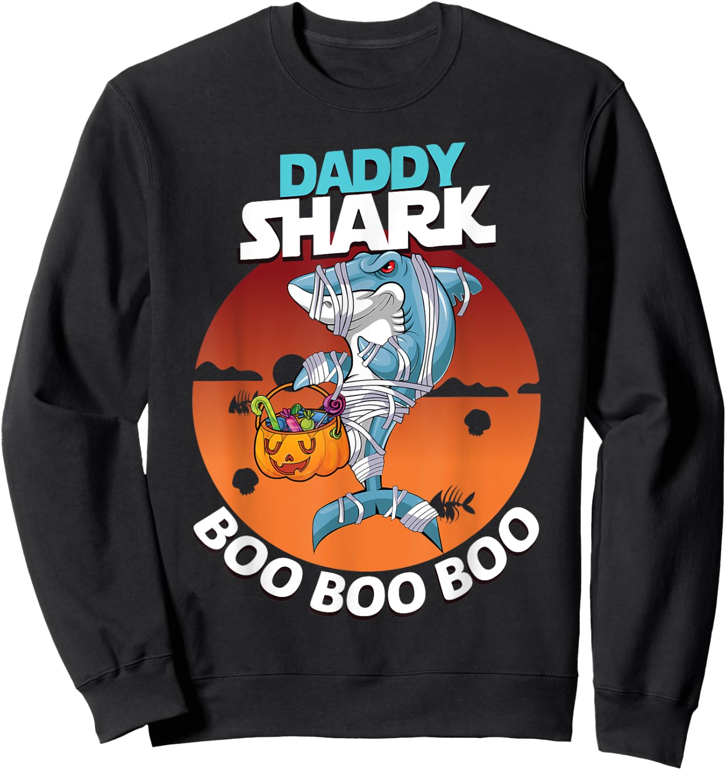 Daddy Shark Boo Boo Funny Family Shark Halloween Sweatshirt - Sweatshirt | Black