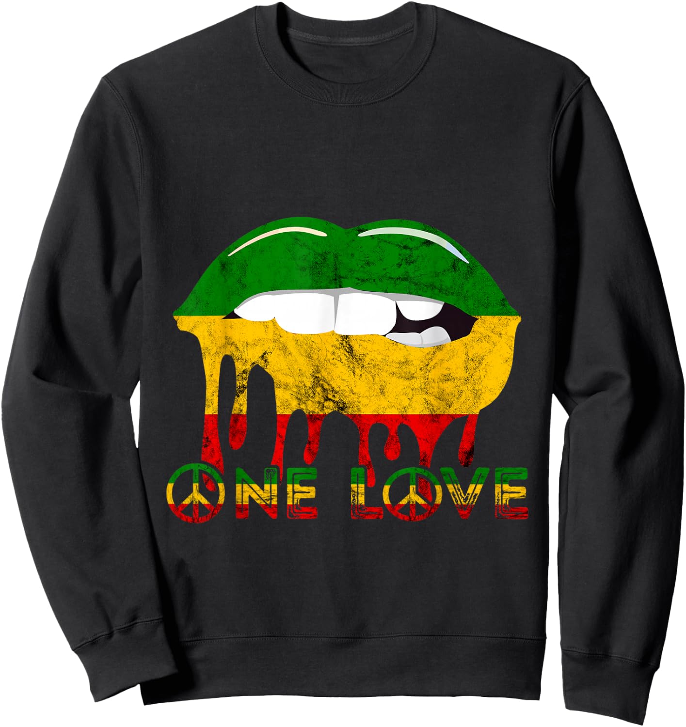 Rasta Reggae Lips Mouth Jamaican Music One Pride Love Sweatshirt - Sweatshirt | Black