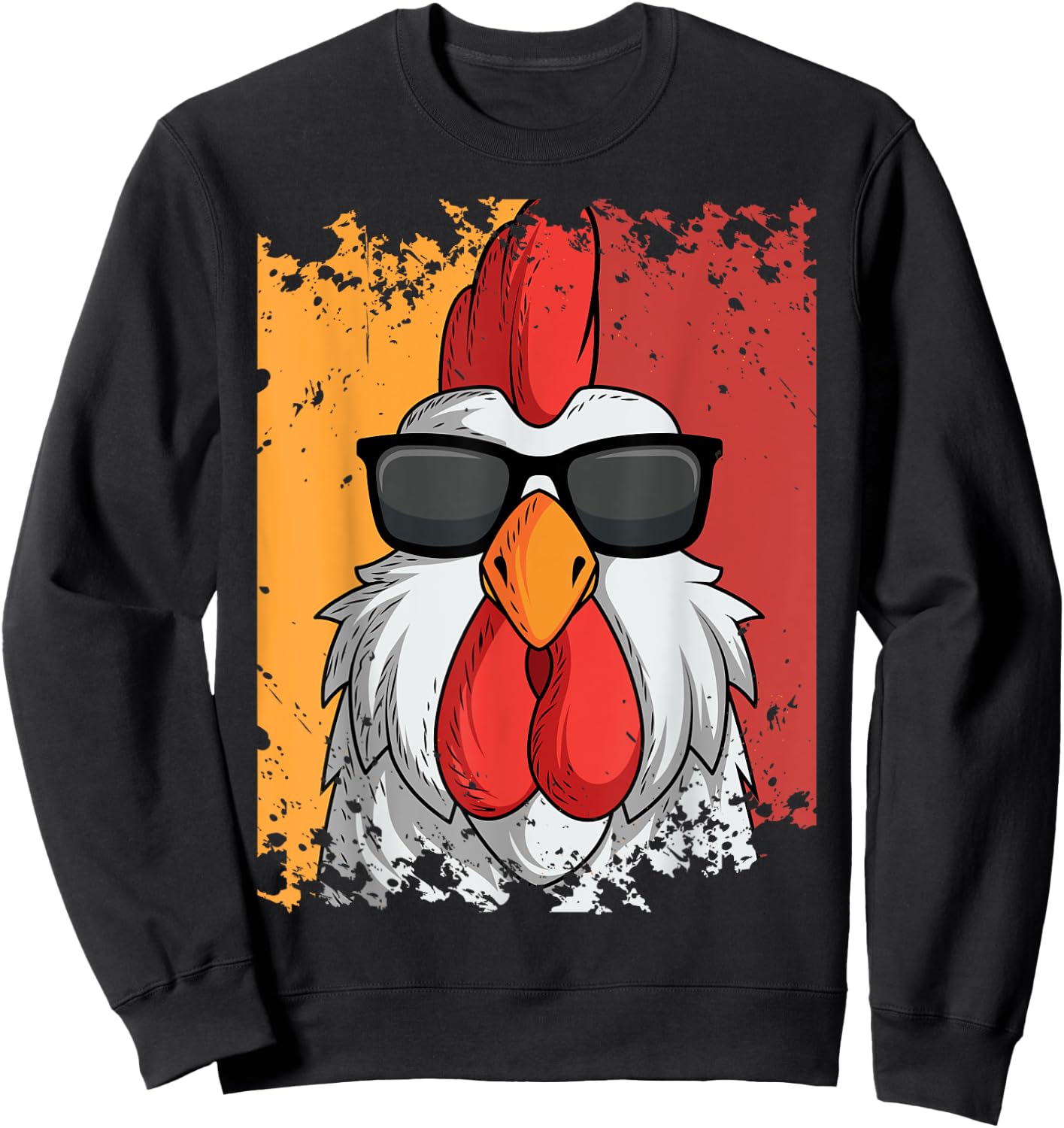Rooster Retro Vintage Sunglasses Chicken Farm Poultry Lover Sweatshirt - Sweatshirt | Black