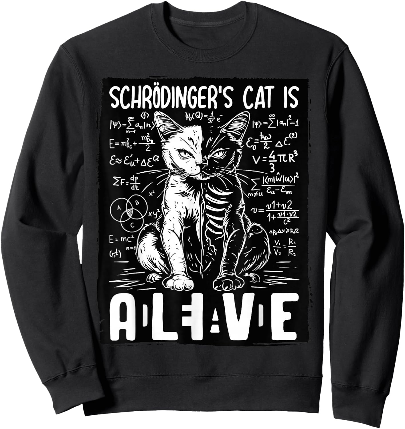 Schrodinger's Cat Dead And Alive Science Sweatshirt - Sweatshirt | Black