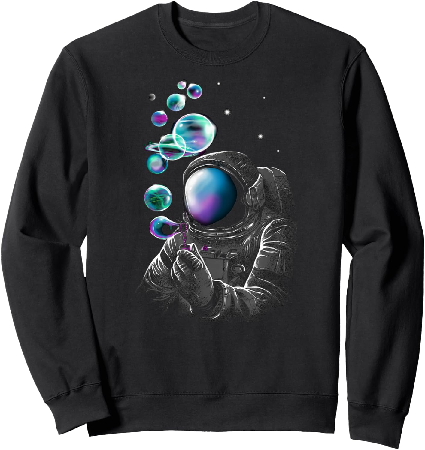 Funny Astronaut Blowing Bubbles In Space Sweatshirt - Sweatshirt | Black