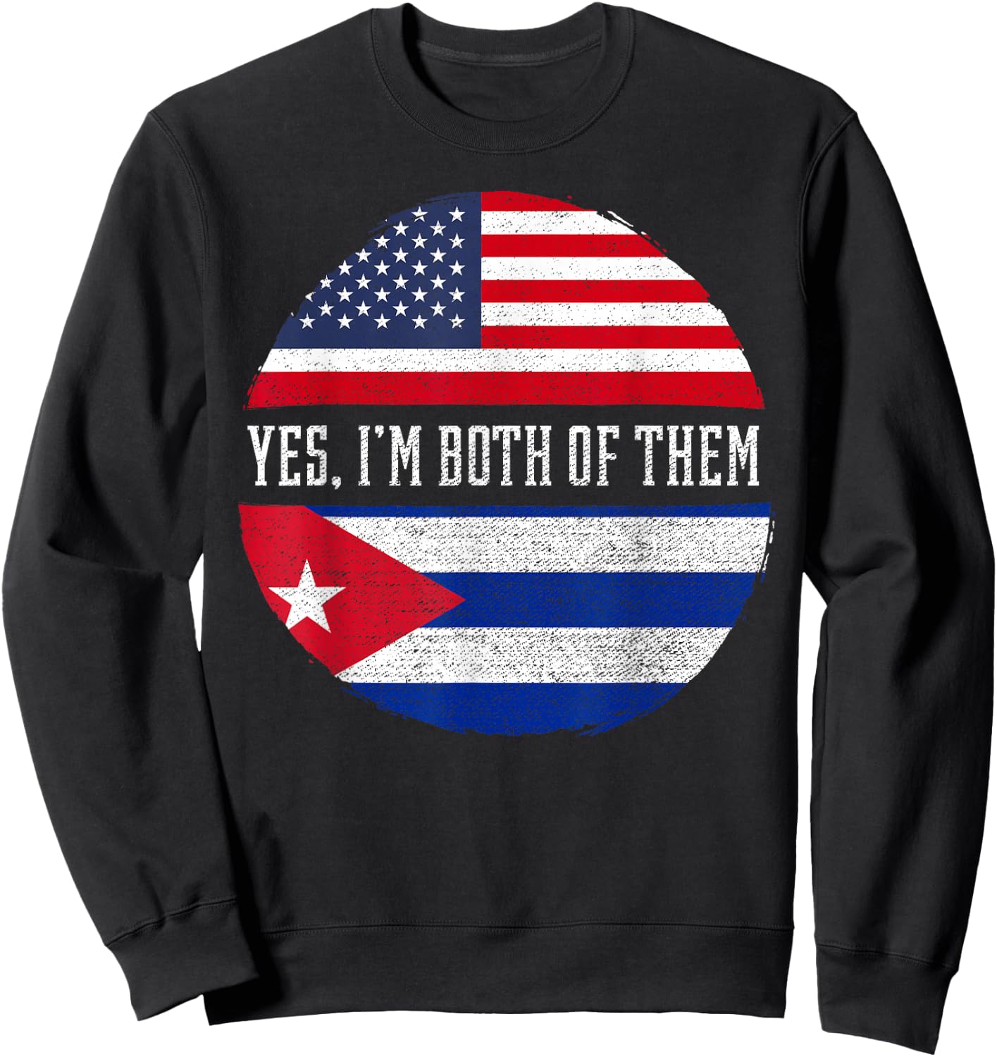 Half American Half Cuban USA Flag Cuba Heritage DNA Sweatshirt - Sweatshirt | Black