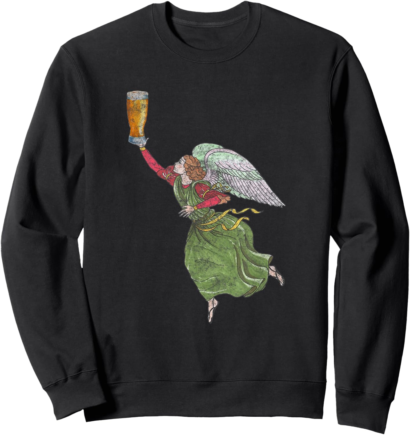 Vintage Angel Holding Beer Sweatshirt - Sweatshirt | Black