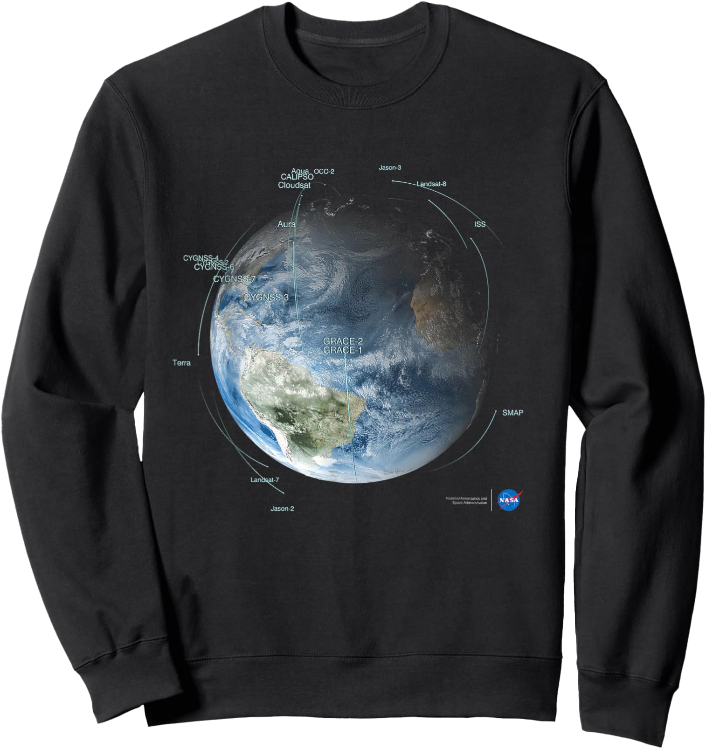 NASA Satellite Orbit Paths Sweatshirt - Sweatshirt | Black