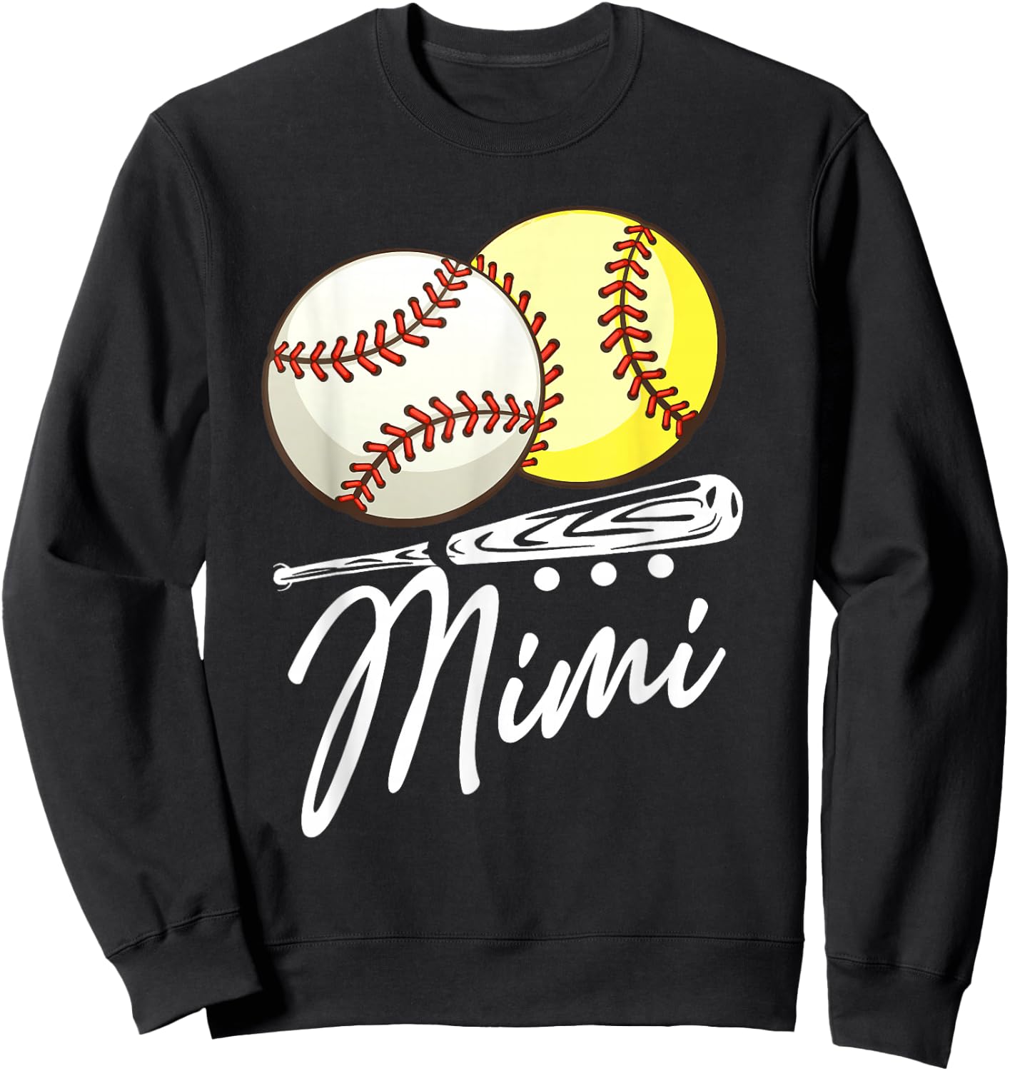 Ball Mimi Baseball Softball Sweatshirt - Sweatshirt | Black