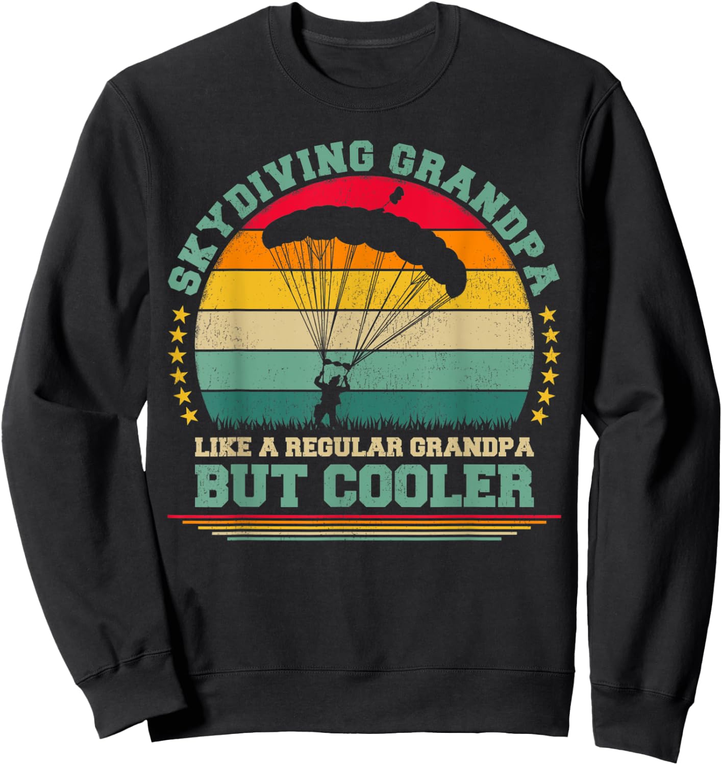 Skydiving Lover Funny Vintage Skydiving Grandpa Father's Day Sweatshirt - Sweatshirt | Black