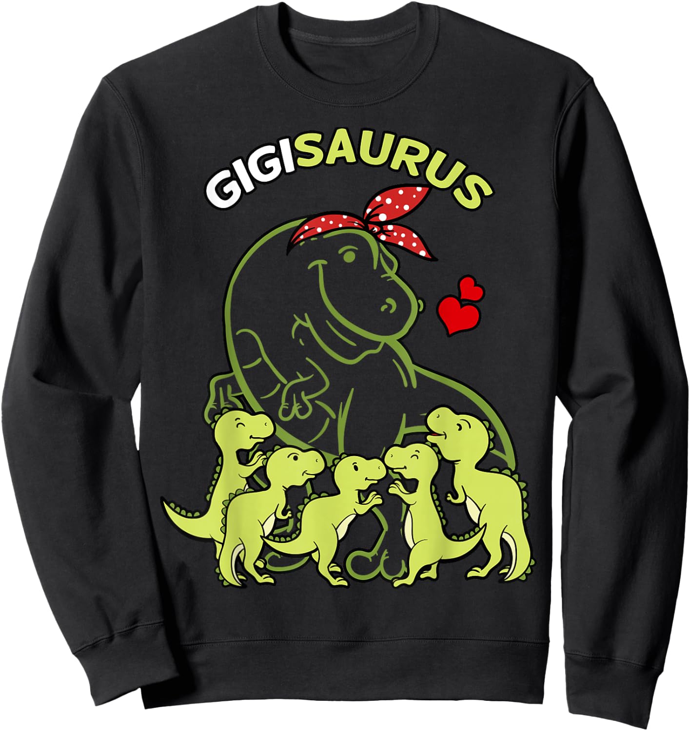 Gigisaurus Gigi 5 Kids Dinosaur Mother's Day Sweatshirt - Sweatshirt | Black